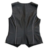 Rhinestone Black Leather Vest